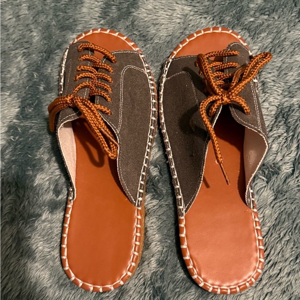 Elegant Brown and Gray Women's Mules